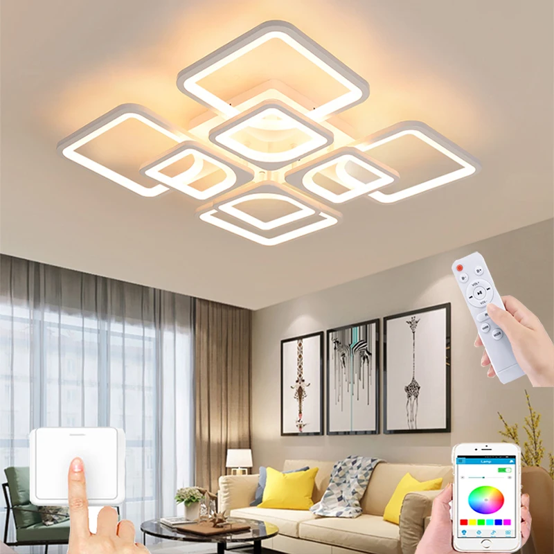 Indoor lighting living room ceiling chandelier smart remote control dimmer bedroom suction ceiling light kitchen chandelier led