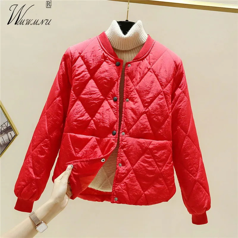 Winter Lightweight Short Quilted Jacket Women Candy Colors Bomber Down Coat Korean Fashion Cotton Parkas Casual Padded Chaquetas