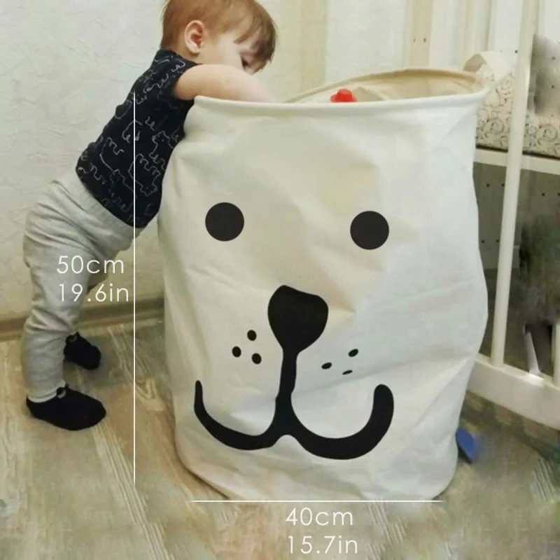 40*50 Sundries Storage Portable Laundry Basket    Large Box Cotton Linen Washing Clothes  Kids Toy Organizer