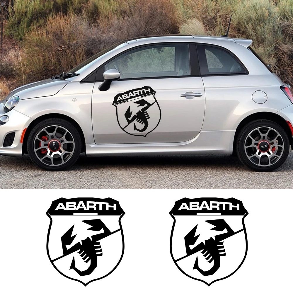 2PCS Car Door Side Stickers For FIAT 500 Abarth Tuning Accessories Auto Side Skirt Vinyl Film Decals Body Graphics