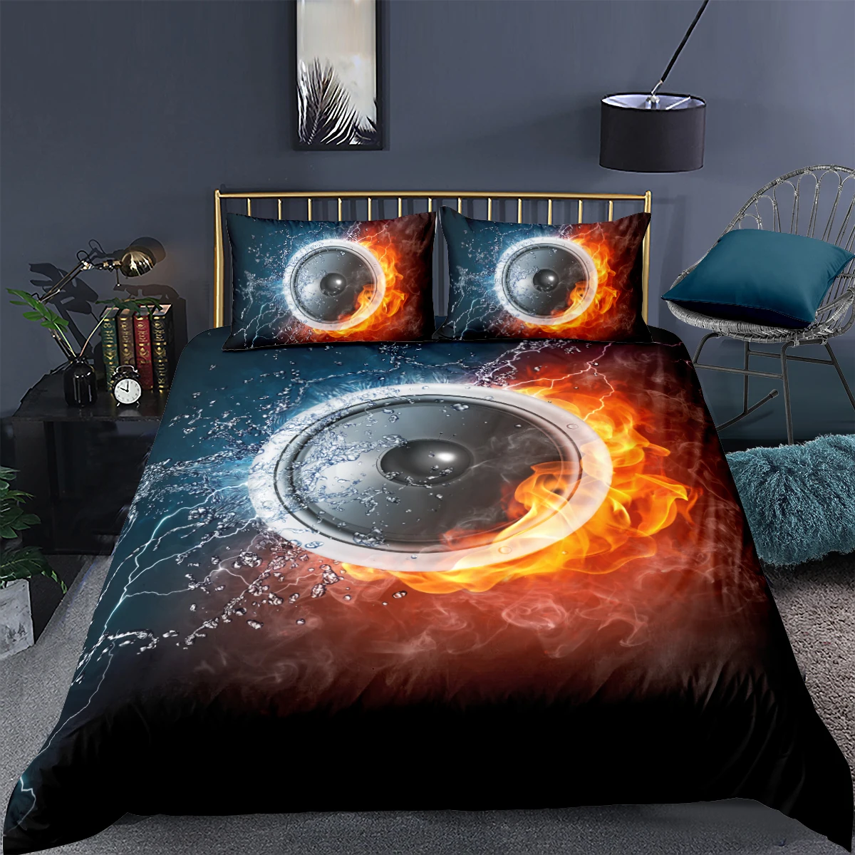 Bedding Set 3D Modern Duvet Cover Sets Fire and Ice Comforter Cases Pillow Cases King Queen Super King Twin Size 180*210cm