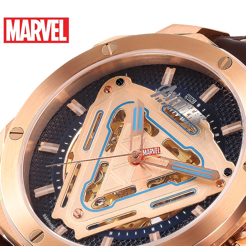 

Automatic Wristwatches Mens Marvel Stainless Steel Hollow 5Bar Mens Watches Fashion Metal Bottons Watch Manxury Watch