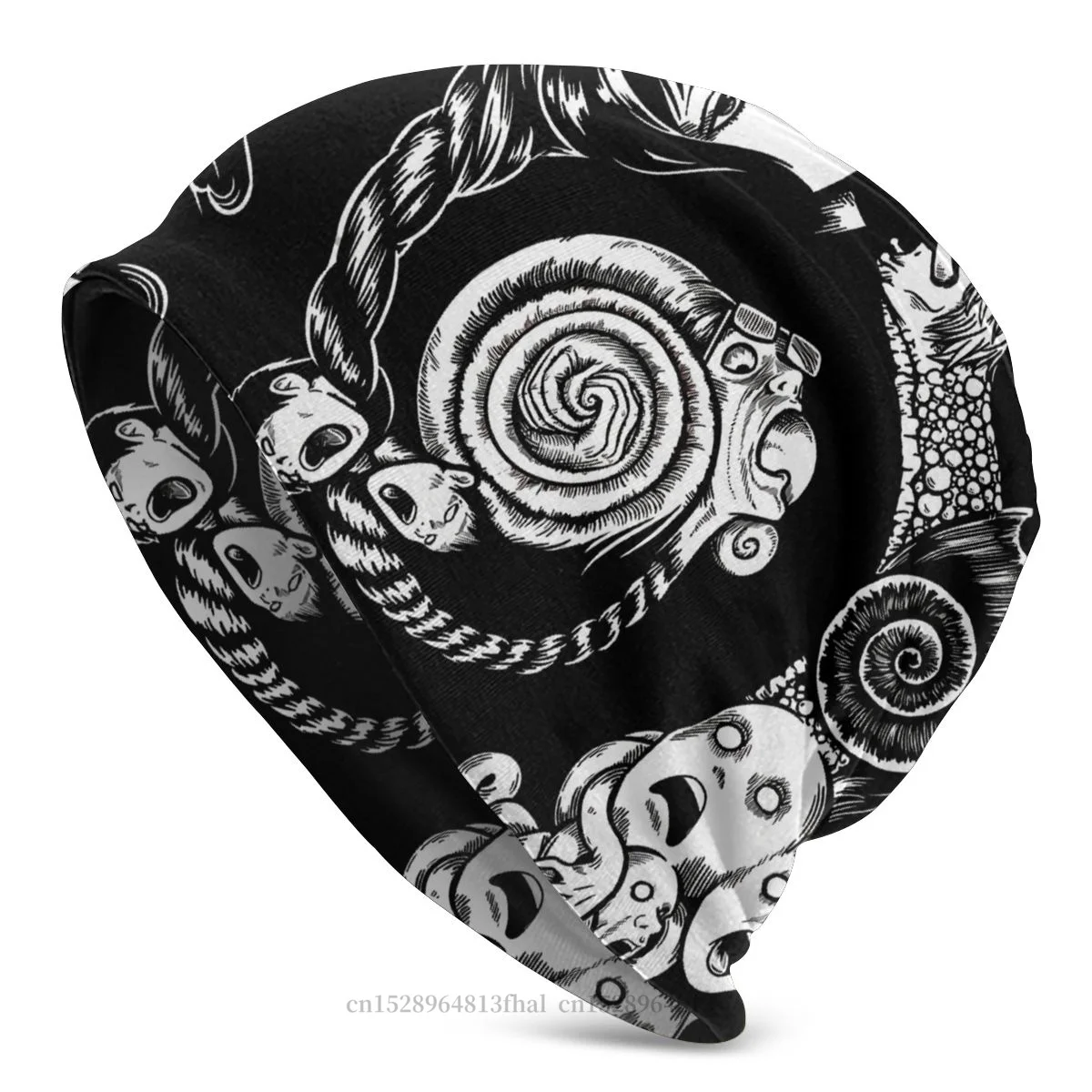 Bonnet Hats Abstract Expressionist Art Men Women's Knitted Hat Spiral Into Horror Uzumaki Winter Warm Cap Skullies Beanies Caps