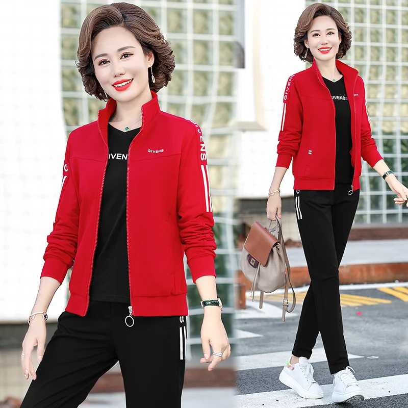 Exercise Set Women 2021 New Arrival Spring And Autumn Female Sportswear Letter Mother's Sweatshirt Pant Fashion Hot Sale 018