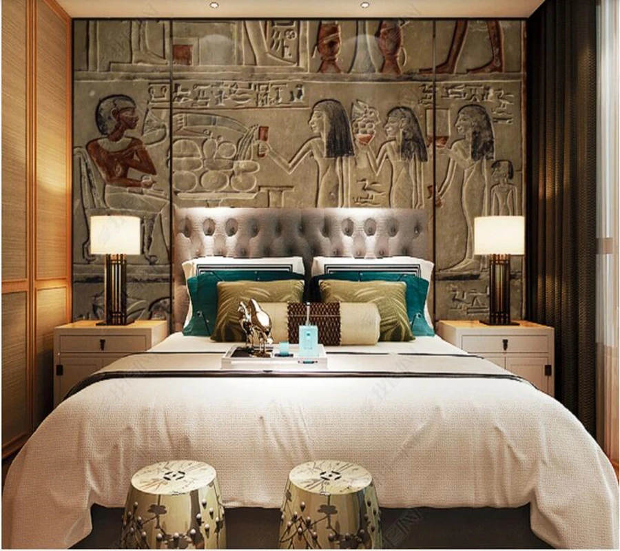 

Papel de parede HD Egyptian Mural Pharaoh Slate 3d wallpaper mural, bedroom wallpaper home decoration