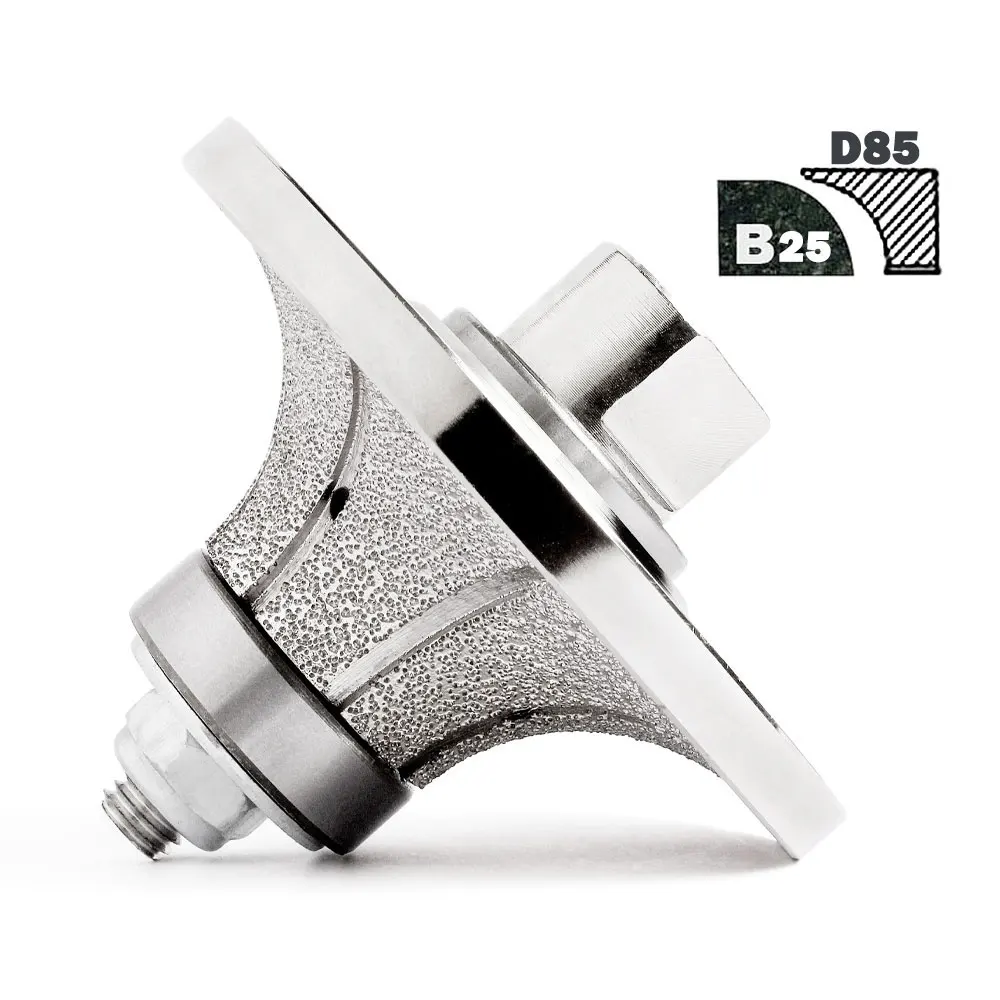 

Diamond Hand Profiler B Type Shape Vaccum Brazed Profile Wheel Metal Cover Router Bit for Marble Granite B25 D85 M14 & 5/8-11