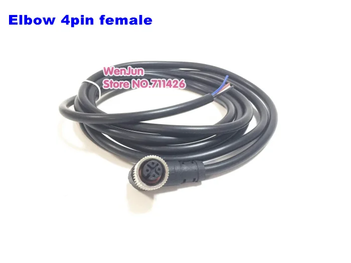 High Quality M12 4pin Female Male Aviation plug/Connector with 2meter Cable M12 4 core Straight head / Elbow head --50pcs/lot