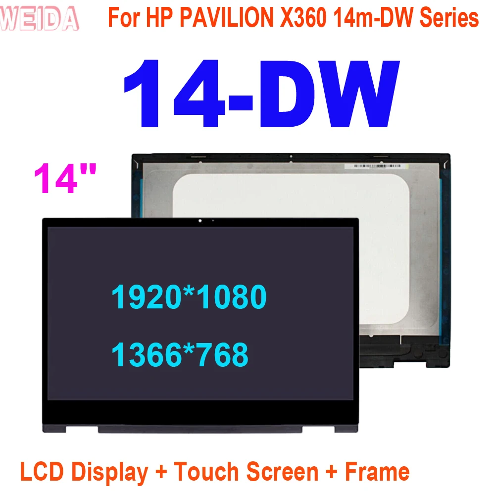 Imagem -02 - Aaa Mais 14 Lcd para hp Pavilion X360 14-dw 14m-dw Série Portátil Display Lcd Tela de Toque Digitador Assembléia Quadro para hp 14-dw Lcd