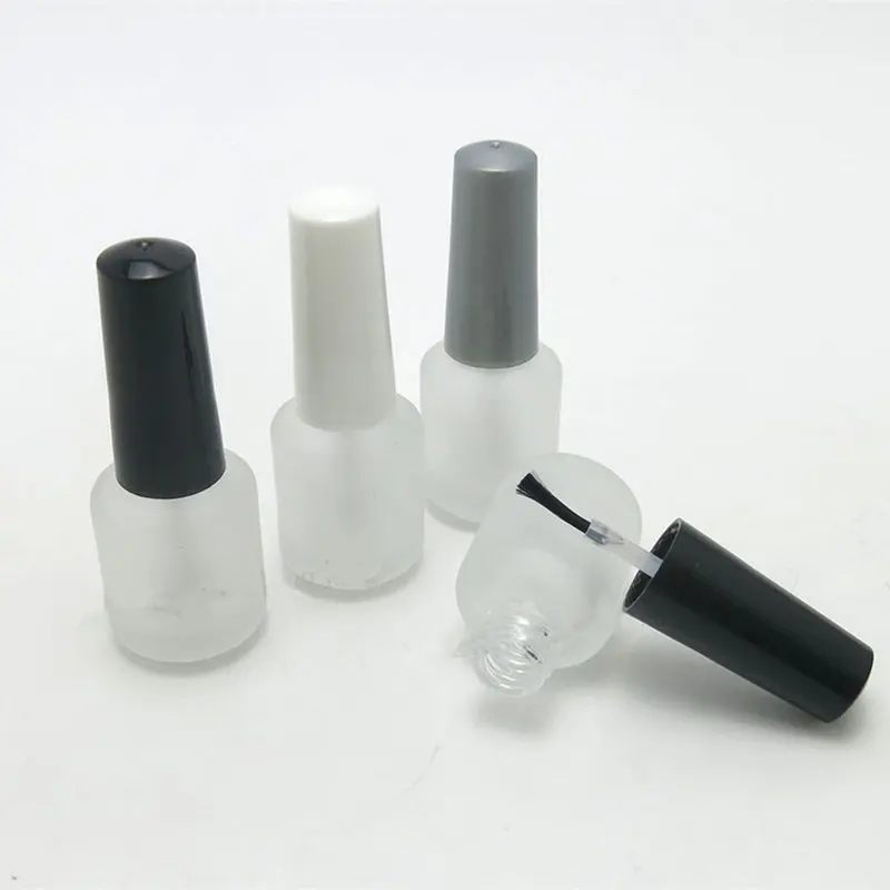 

100pcs 15ml Empty Glass Frosted Nail Polish Bottle Cosmetic Containers With A Lid Brush