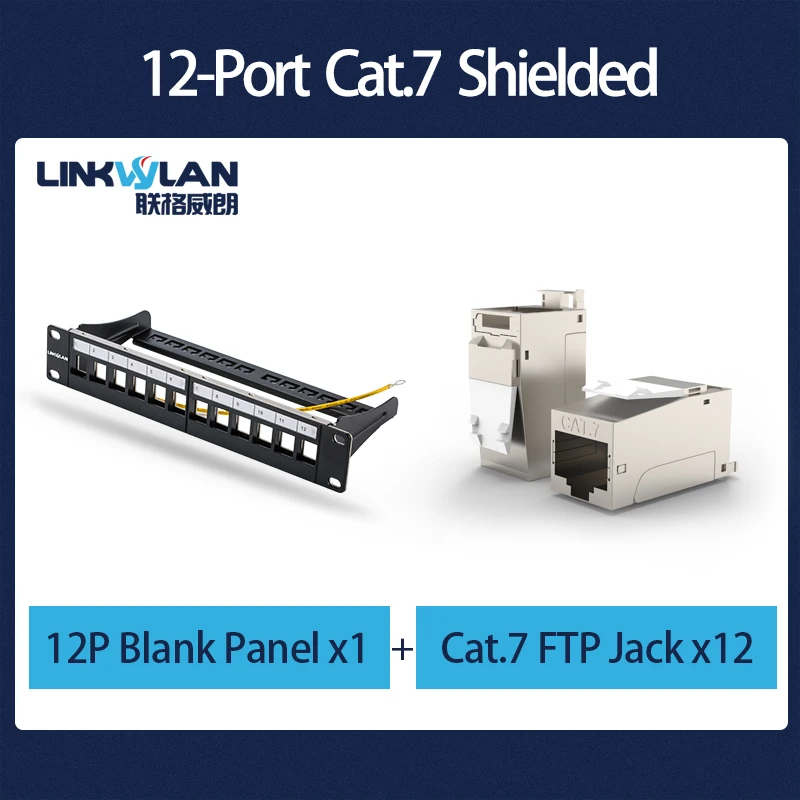 10 inch 12-Port Modular Patch Panel 12port Blank Patch Panel Included 12pcs of Keystone Jacks or Keystone Adapters