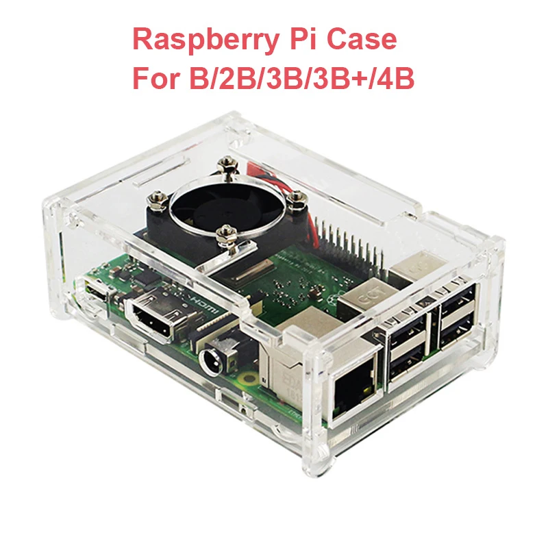 Raspberry Pi 4 Model B Abs Case Transparant Abs Box Behuizing Shell Voor Raspberry Pi 4B 3B + Plus 3B 2B B Met Ventilator