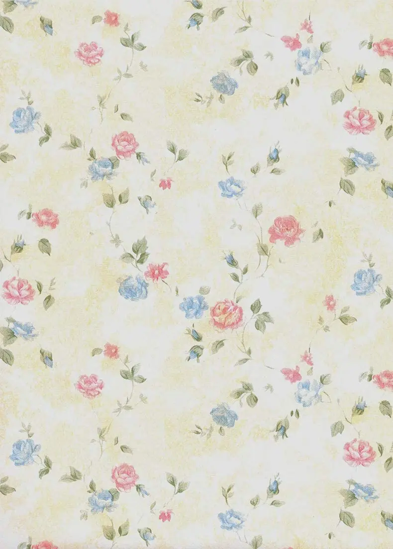 Papel tapiz autoadhesivo Floral azul/rosa, papel de Contacto amarillo, película de vinilo extraíble para decoración del hogar