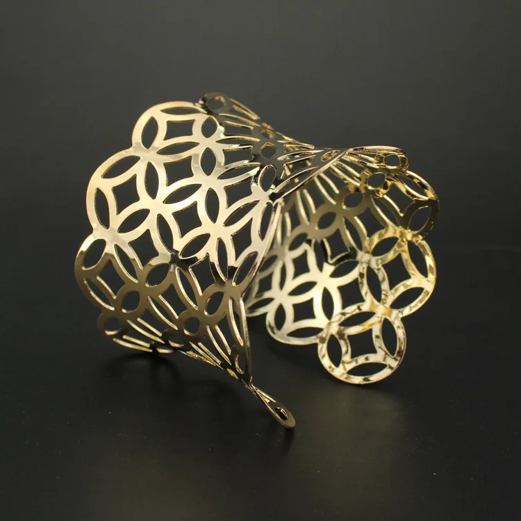 Wide Cuff Geometric Gold Color Bracelet Bangles For Women Men New Alloy Open Big Female Bangle Fashion Jewelry