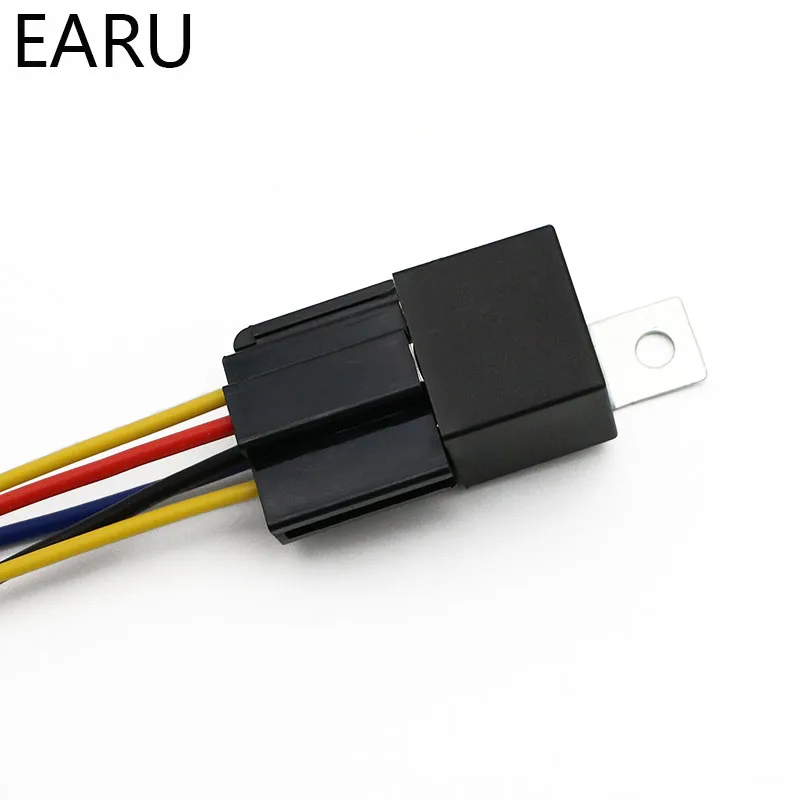 Waterproof Automotive Relay 12V 24V 4pin 5pin 4P 5P 40A Car Relay With Black Red Copper Terminal Auto Relay With Relay Socket