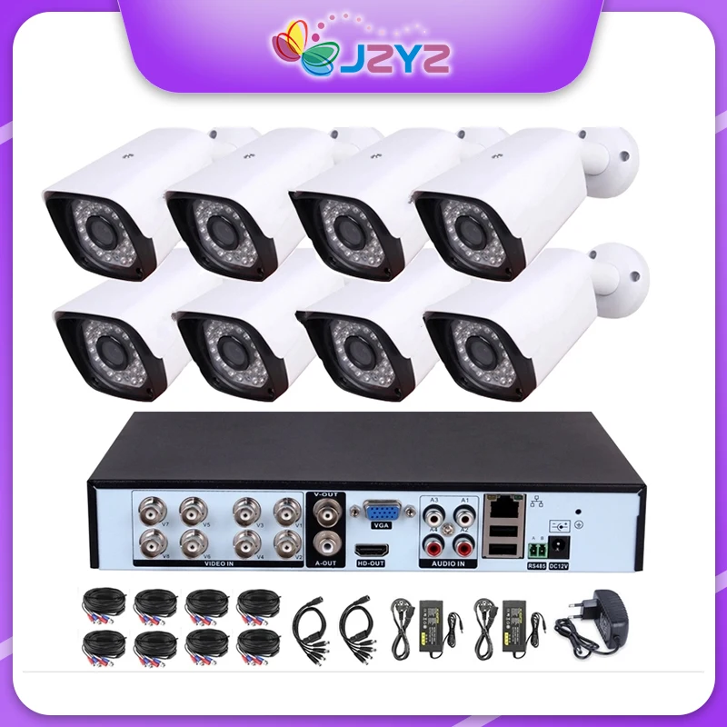 Kit DVR HD 8CH AHD H.265 + Sistem Keamanan Kamera CCTV 5MP CCTV IR Luar Ruangan Penglihatan Malam IP66 Kit Pengawasan Video Tahan Air