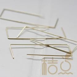 DIY Supply-20 Pieces Raw Brass Earring Finding - Ear Wires - Rectangle Hooks 40x15mm (3808C-V-166)