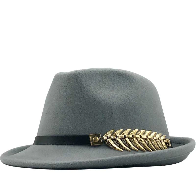 Simple Wool Women Men Fedora Hat For Winter Autumn Elegant Lady Gangster Trilby Felt Homburg Church Jazz Hat 55-58CM adjustable