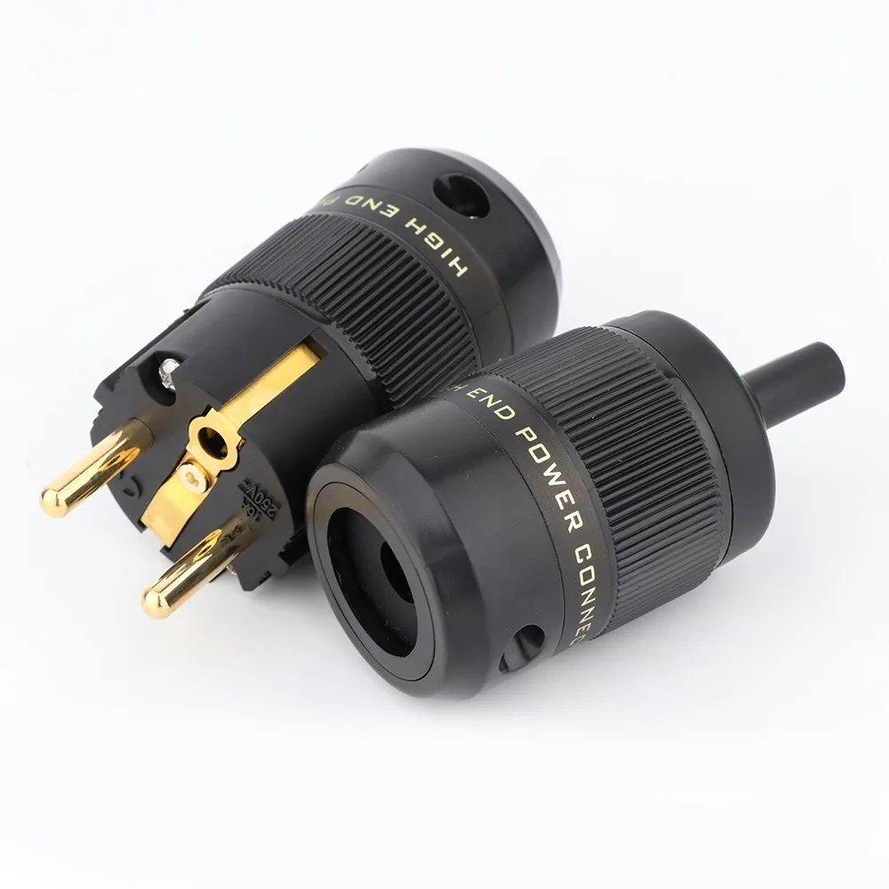 P078EG Pair Preffair Gold plated Figure 8 C7 & Schuko Power Plug hifi Audio speaker amplifier AC Power cord IEC