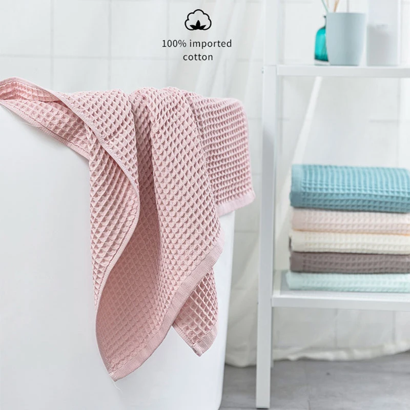 High Quality 100% Cotton Waffle Bath Towels For Adult Soft Absorbent Towel Household Bathroom Towel Sets 70x140/30x70cm