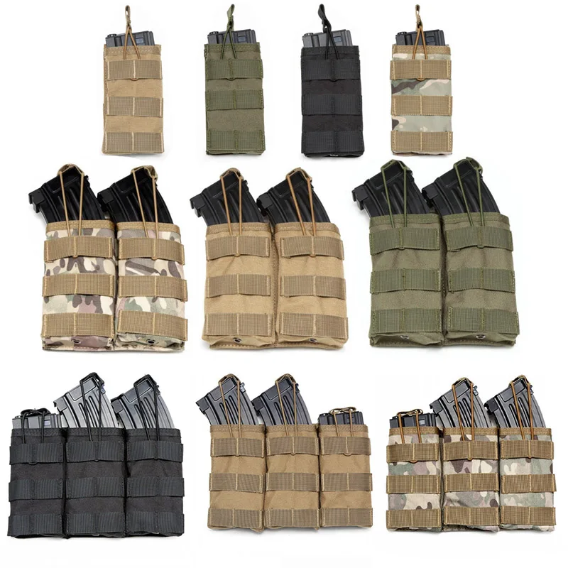 Tactical Single Double Triple Magazine Pouch for M6 AR M4 AR15 Rifle Pistol Mag Pouch Molle Paintball Airsoft Hunting Bag