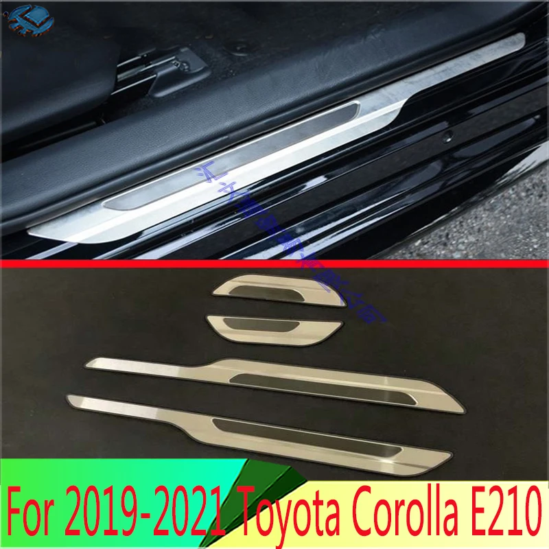 

For 2019-2021 Toyota Corolla E210 Sport Hatch Hatchback Auris Silver wire drawing Stainless Steel Outside door sill Protectors