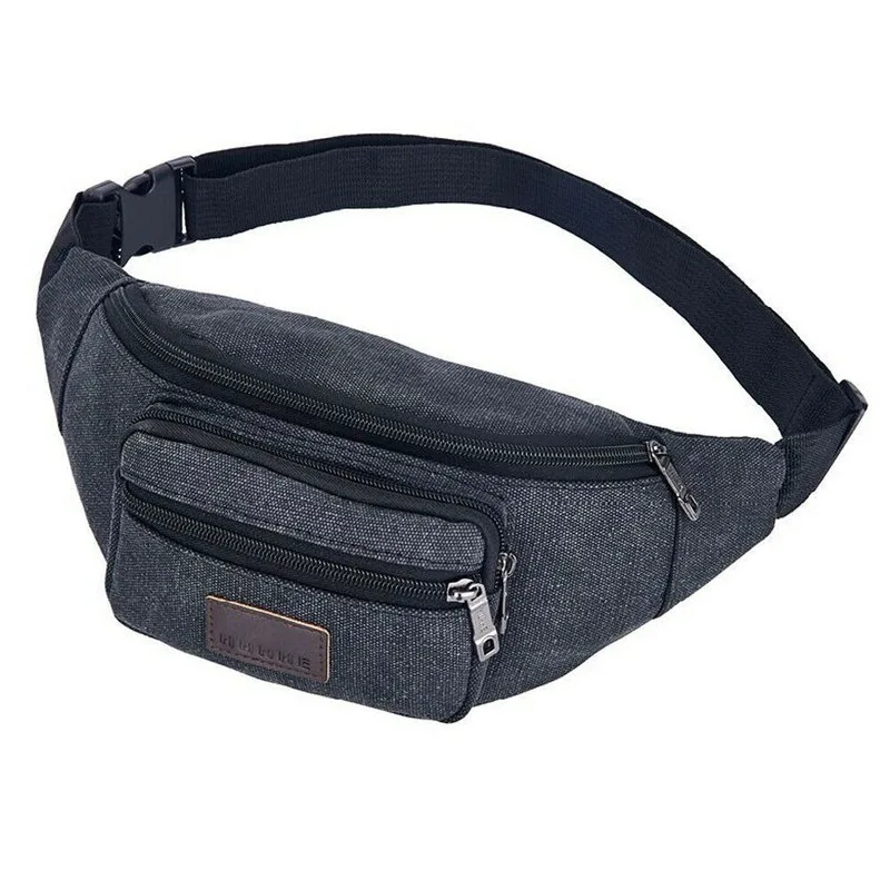 Men Casual Durable Fanny Waist Pack Male Waist Bags Belt Canvas 2021 New Hip Bum Military Bag Pouch Three Zipper Pocket Banane