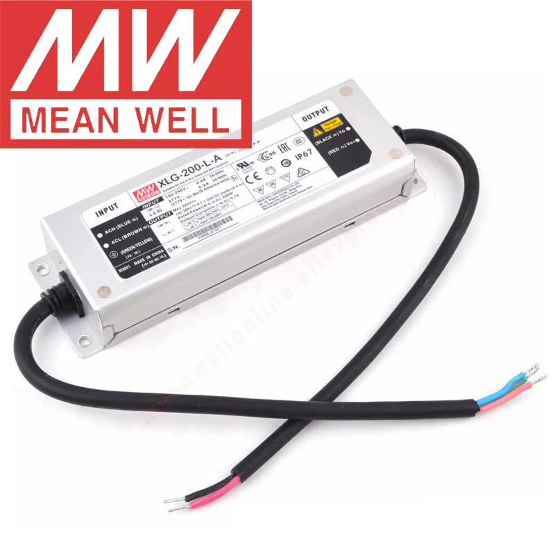 Mean Well XLG-200-L-A IP67 Metal Case Street/Skyscraper lighting meanwell 142-285V/700-1050mA/200W Constant Power LED Driver