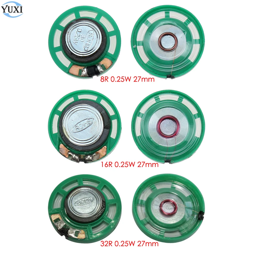 YuXi 2pcs New Ultra-thin speaker 8 16 32 ohms 8R 16R 32R 0.25 watt 0.25W Diameter 27mm 2.7cm Toy-car horn Doorbell horn