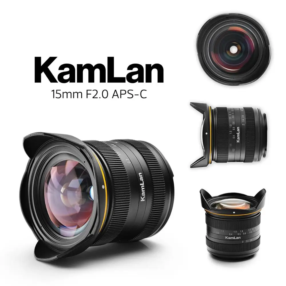 Kamlan 15mm F2.0 APS-C Wide-angle fixed focus Manual lens Mirrorless Camera lens for EOS-M NEX Fuji X M4/3