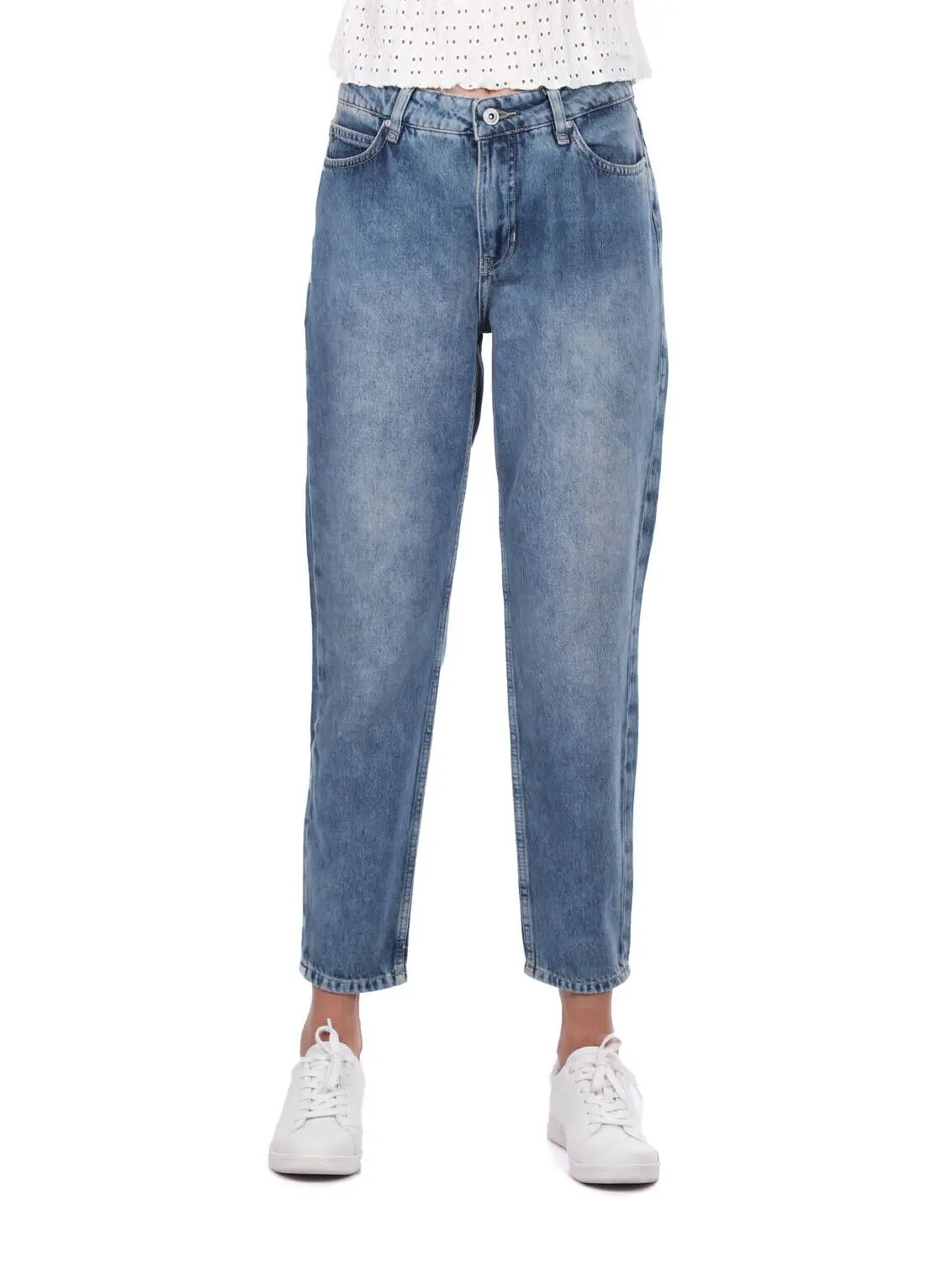 Blue White Women Jean Pants