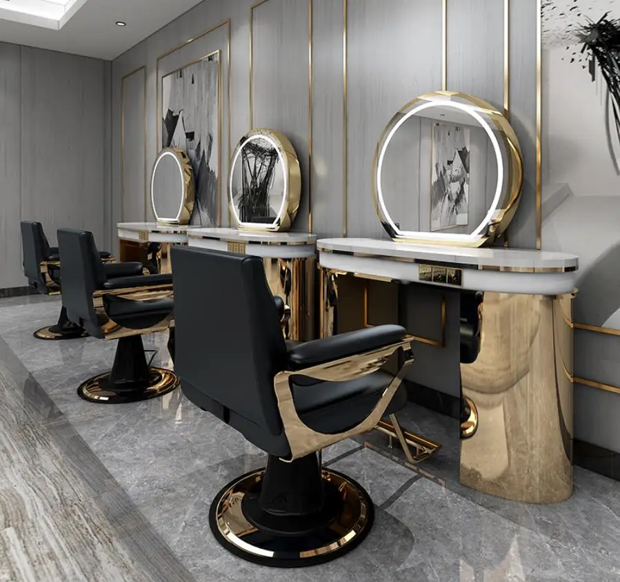 Special ironing and dyeing mirror stand, stainless steel haircut mirror, hair salon and simple cabinet