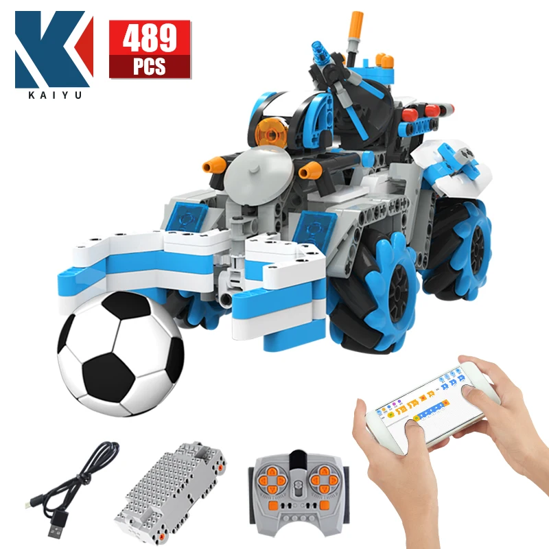 KAIYU 489PCS 4WD City Electric RC Car Football Building Blocks APP Remote Control Vehicle Brick Toy For Boys