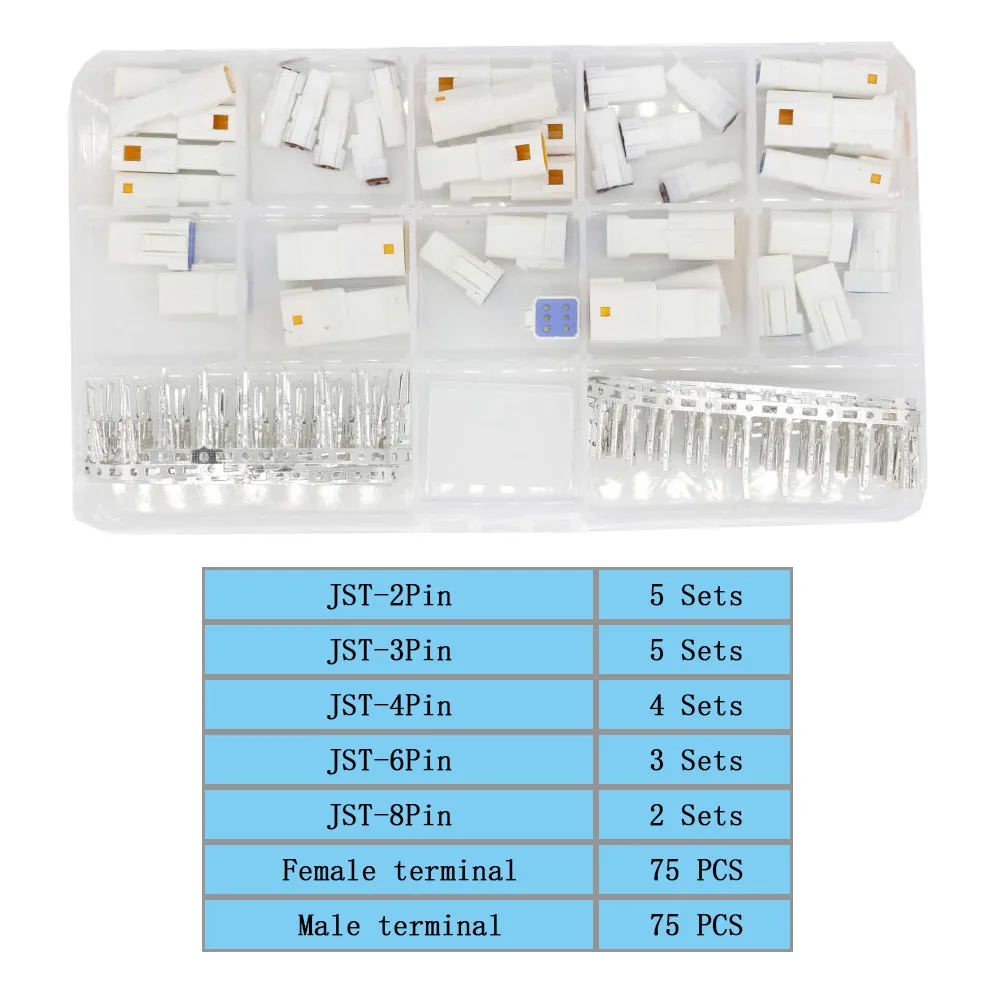 JST-02R 19 Sets Automotive Connectors JST02R-JWPF-VSLE 2/3/4/6/8 Pin Waterproof Connectors Male and Female JST-02T 03R 04R 06R