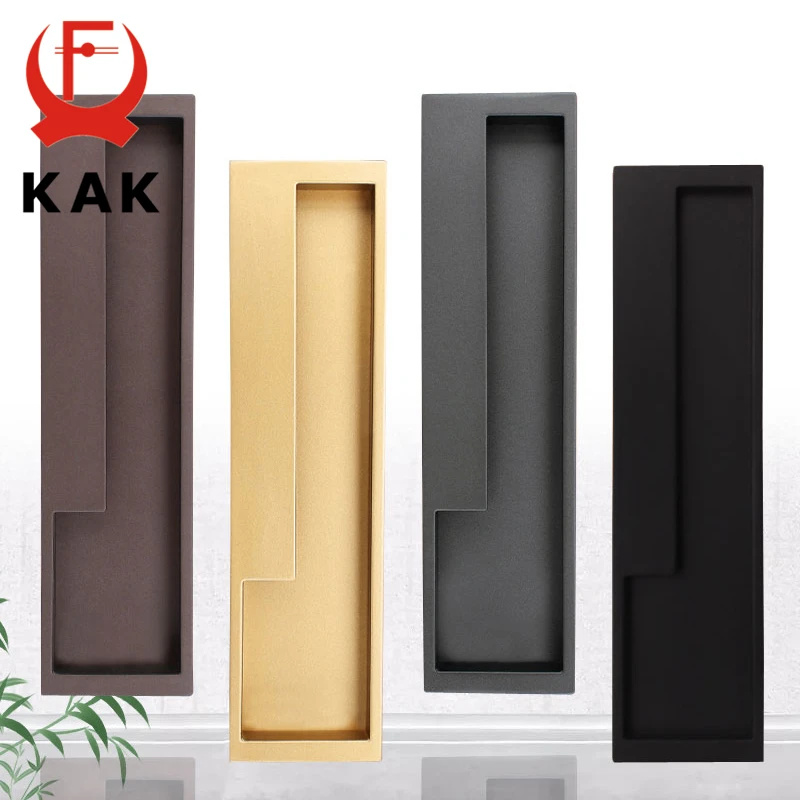 KAK Black Barn Door Handle Gold Zinc Alloy Interior Sliding Door Handles Flush Cabinet Pulls Furniture Handle Wood Door Hardware