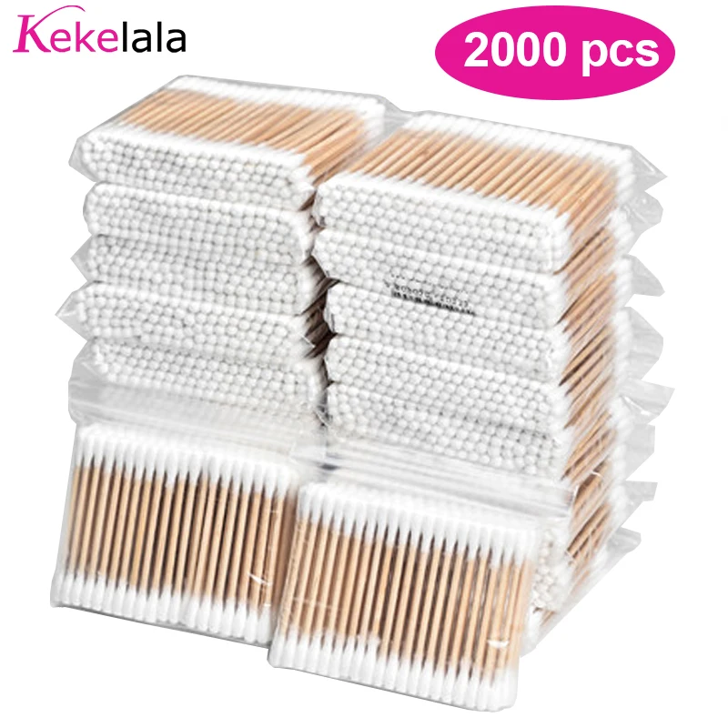 2000Pcs/Lot Mini White Cotton Swabs Double Soft Buds Makeup Applicators for Eyelash Extension Tatoo Eyebrow Micro Blade Brush