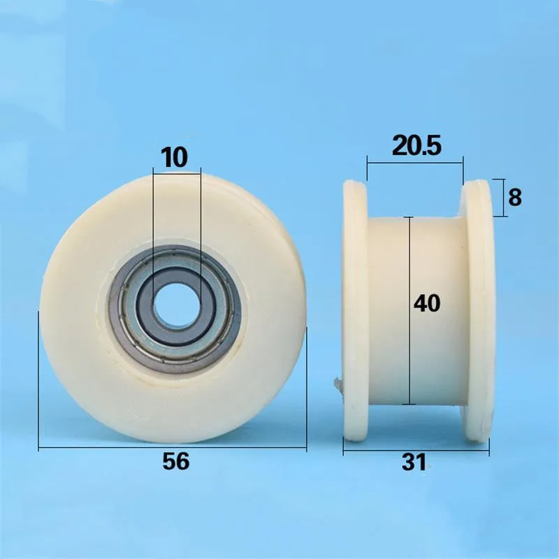 10pcs H Groove Bearing 10*56*31mm 6200ZZ Nylon Hard Shell Roller Plastic Covered Pulley Guide Wheel 10x56x31 mm