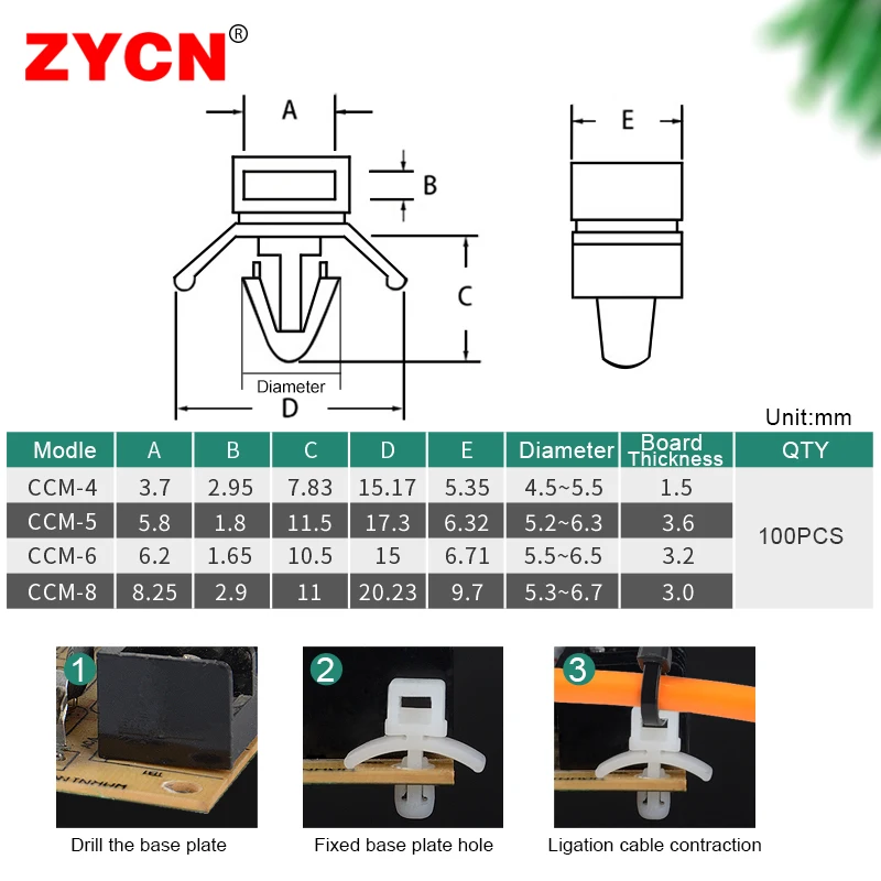 100PCS Plastic Isolation Column Cable Ties Holder Substrate Nylon66 Arrangement Line PCB Rivets Interval Bolt Type Fixe Seat