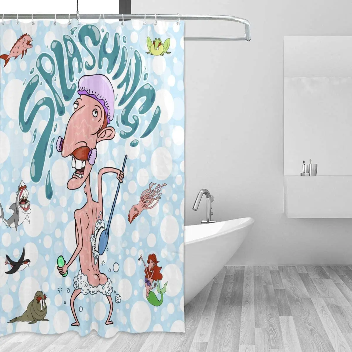 Nigel Thornberry Splashing Shower Curtain Waterproof Decorative Bathroom