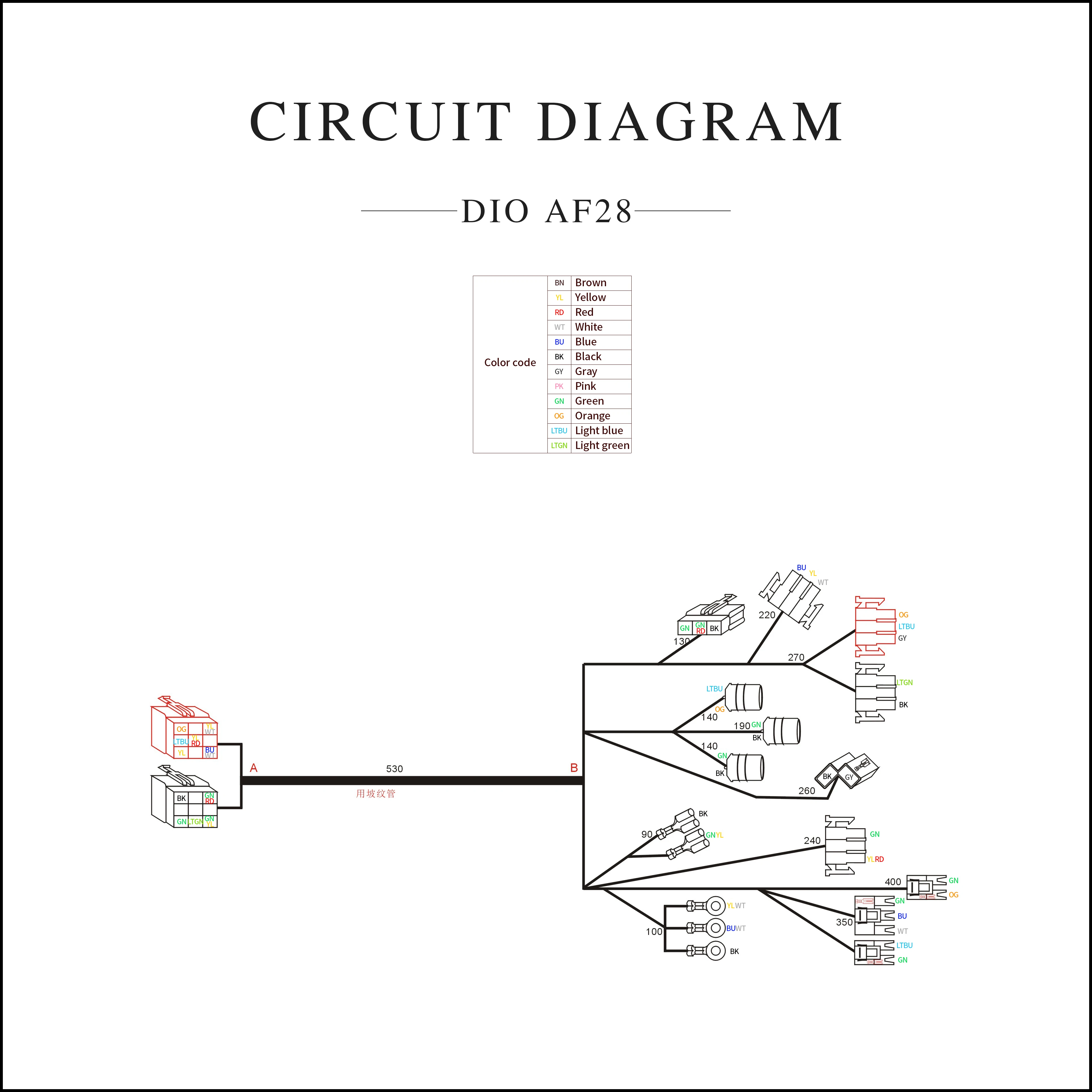 Motorcycle Cable Wiring Harness Full Vehicle Line Assembly For DIO AF28 50cc Scooter Electrics Wire Lgnition Line Accessories