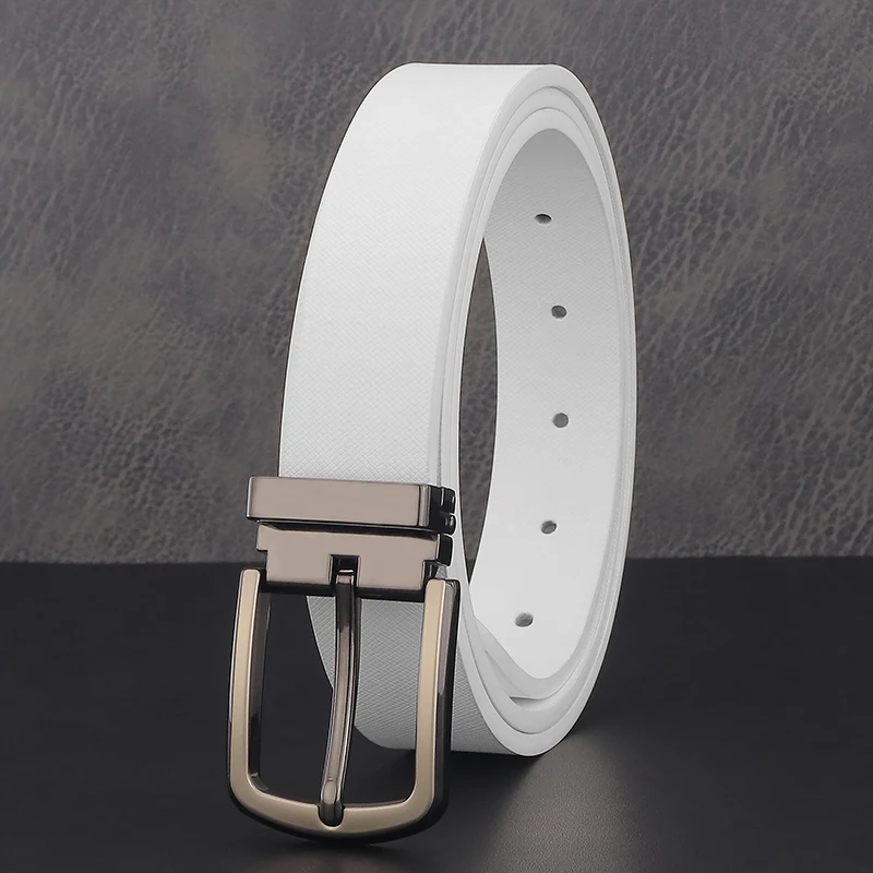 High quality pin buckle white 2.8cm belts men luxury genuine leather fashion Waistband for male casual cowhide Waist Strap