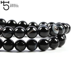 4 6 8 10mm Natural Stone beads Black Striped Onyx Agate Round Loose Beads for jewelry making