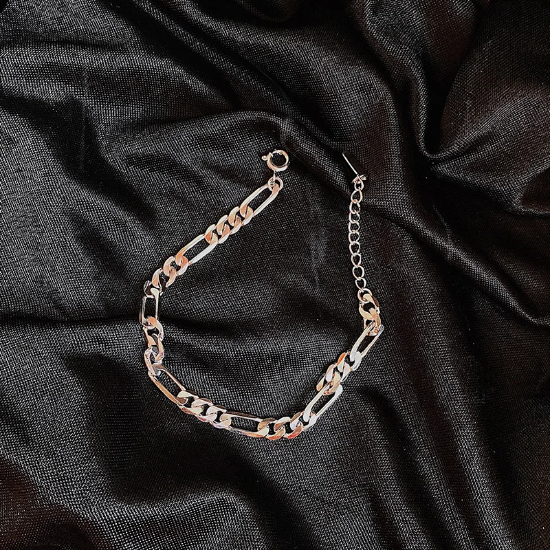 Silvology 925 Sterling Silver Square Lucky Letter Bracelets Wide Chain Minimalist Elegant Bracelets for Women 925 Office Jewelry