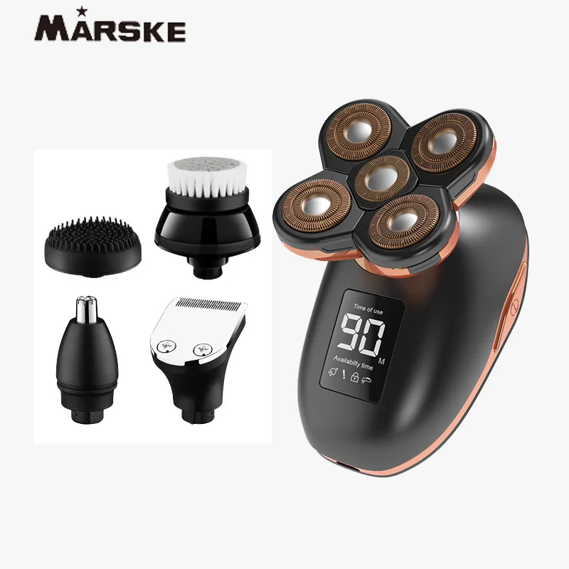 

Bald Head Electric Shaver for Men Rechargeable With LCD digital Beard Nose Ear Hair Trimmer Razor Clipper Facial Brush