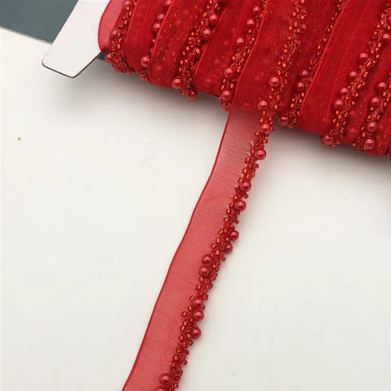 10yards Braid Beaded Chain Trim Mesh Lace Ribbon Fabric Applique Sewing DIY 0. 78\'\' Width