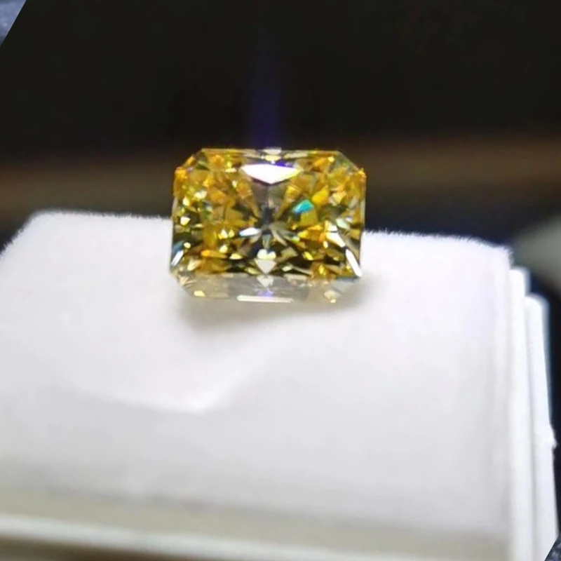 Luxury Moissanites Gemstone Jewelry High Quality 7x9mm 3ct Radiant Cut Yellow Moissanites Diamonds for watch making