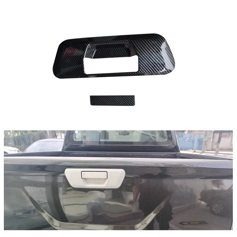 Manija de puerta trasera de maletero para Nissan Navara NP300 ST 2014-2020, cubierta de cuenco, embellecedor de decoración, accesorios de coche, ABS de fibra de carbono