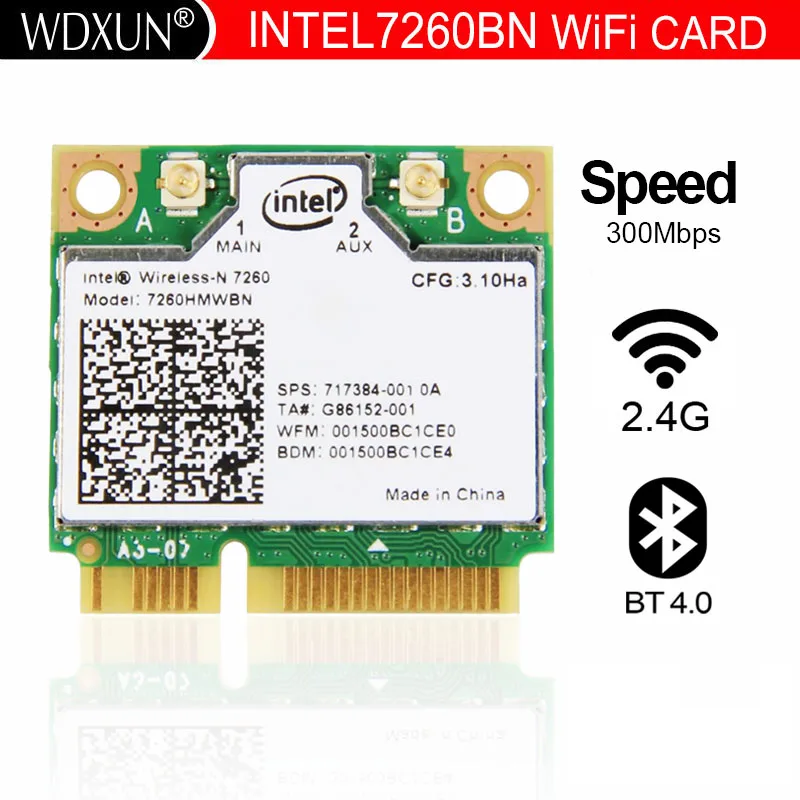 Intel 7260 Bn 7260HMW BN7260 300Mbps Mini Pci-E 2.4Ghz Bt 4.0 Combo 7260BN Voor Hp Compaq Linux Win7 win8 Win10 Ap