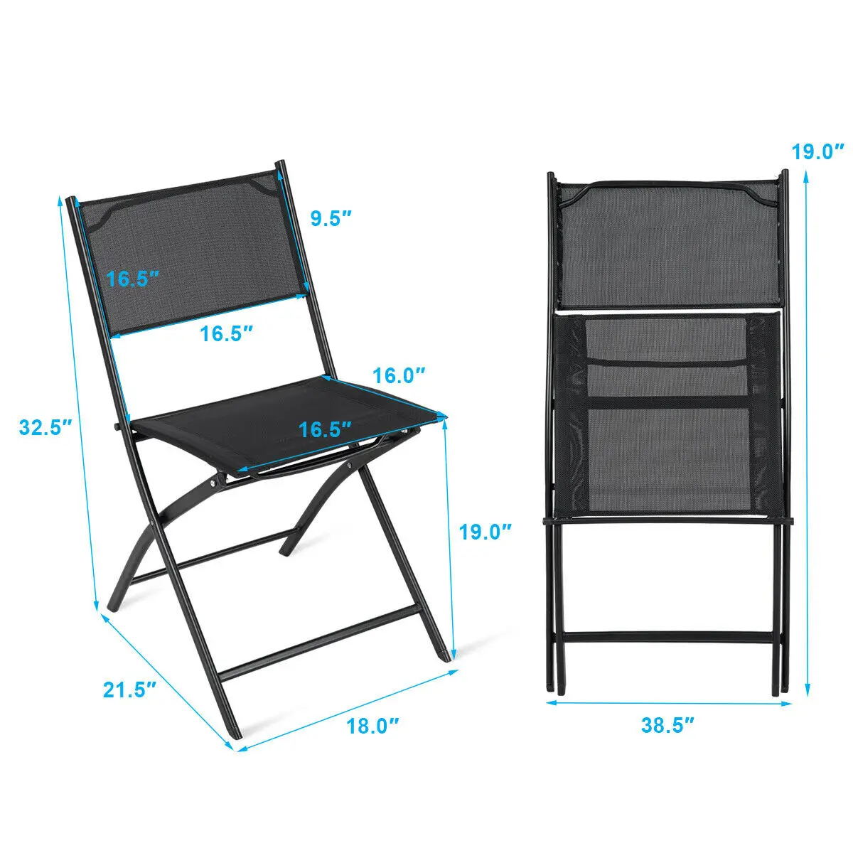 Costway Set of 4 Outdoor Patio Folding Chairs Camping Deck Garden Pool Beach Furniture