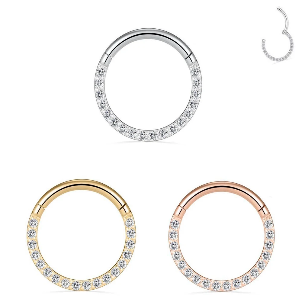 F136 Titanium Piercing Clicker Segment Hoop Nose Rings Earrings Nose Septum Piercing Ear Tragus Cartilage Helix Lip Ear Piercing