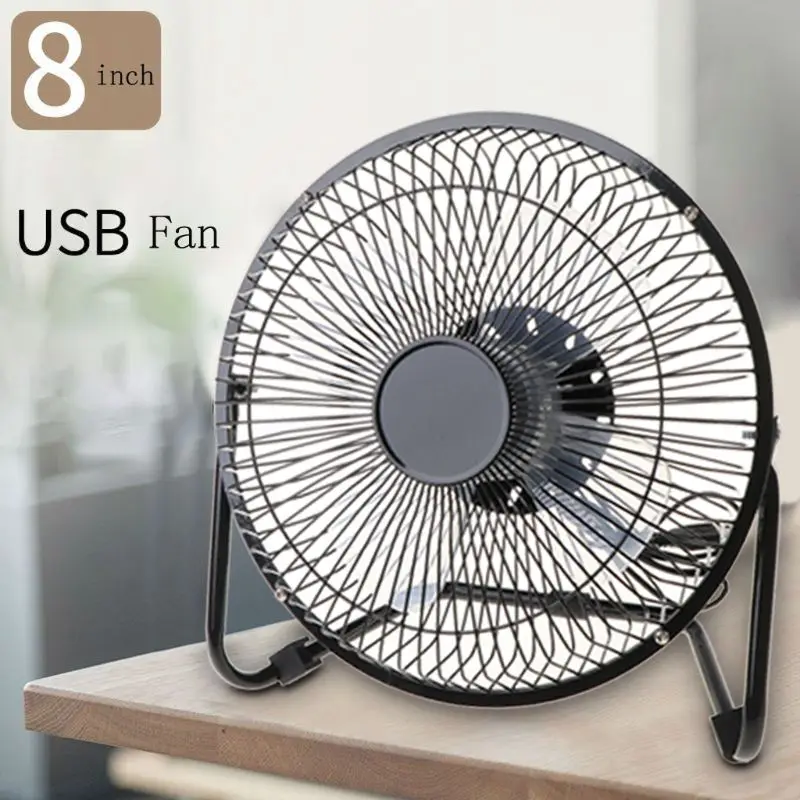 USB Powered Metal 8 Inch Portable USB Desk Fan with 2 Speeds Switch Personal Cooling Fan for Home Office Table Outdoor